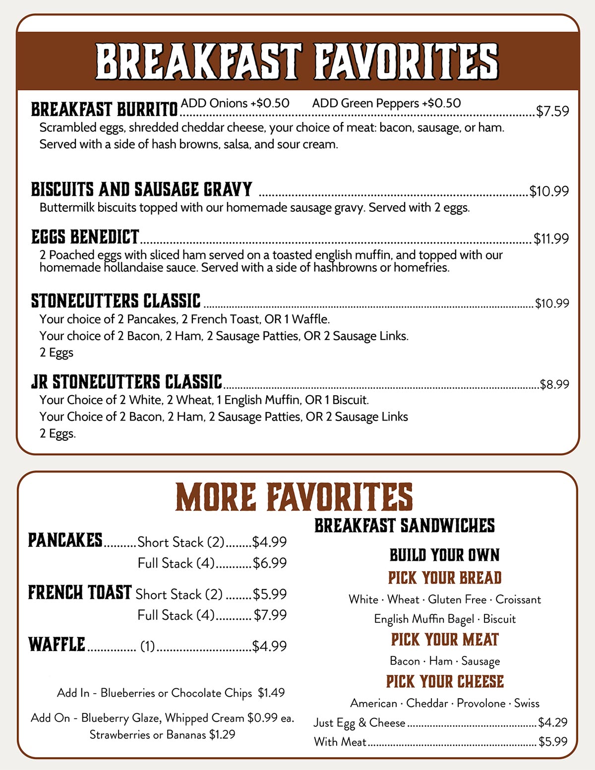 Breakfast Menu - Page 1